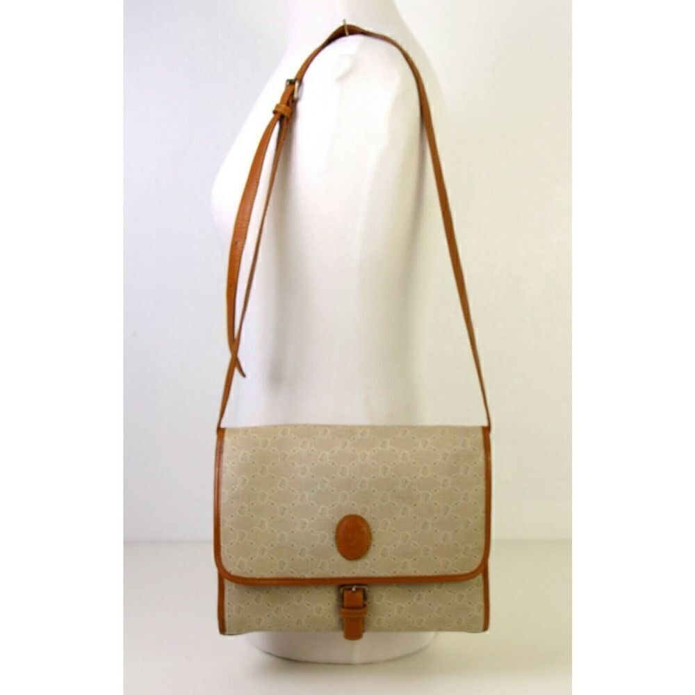 VTG JOE LEATHER HANDBAG SIGNATURE PVC BROWN LEATHER XBODY BAG SHOULDER BAG PURSE - Picture 2 of 11
